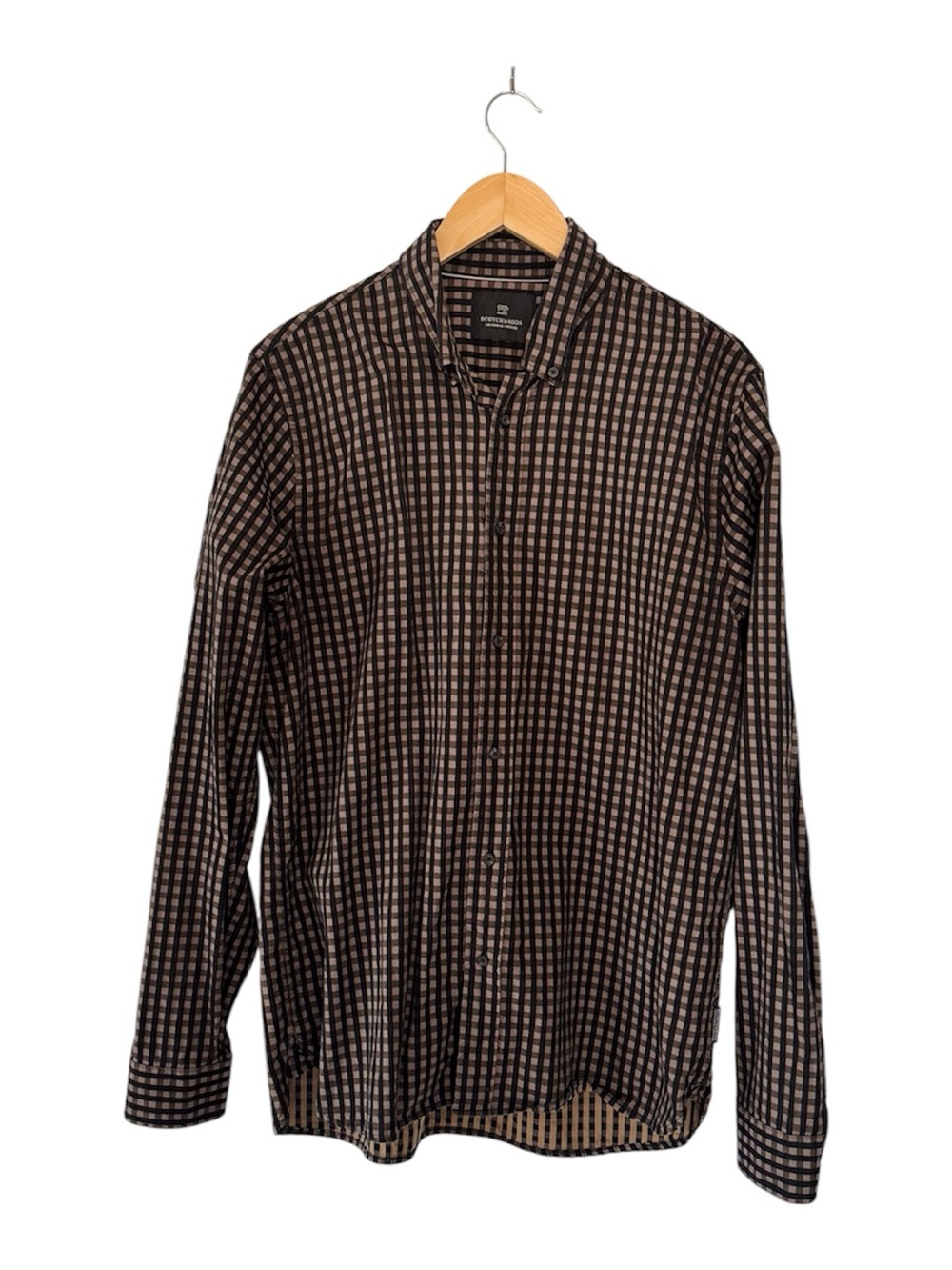 Scotch & Soda Amsterdam Couture Brown Black Checked Button Down Shirt XL